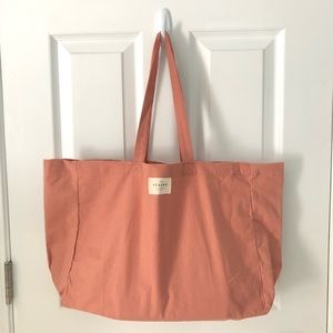 Sézane Canvas Tote Bag in Old Pink/Ecru